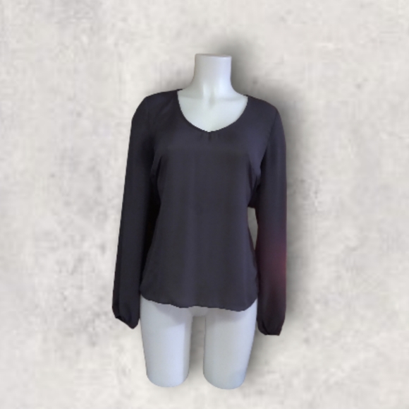 Size S Maurice Gray open back chiffon long sleeve chiffon blouse - Picture 1 of 10